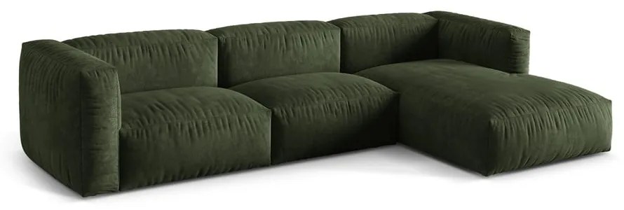 Зелен кадифен модулен ъглов диван (десен ъгъл) Martina – Micadoni