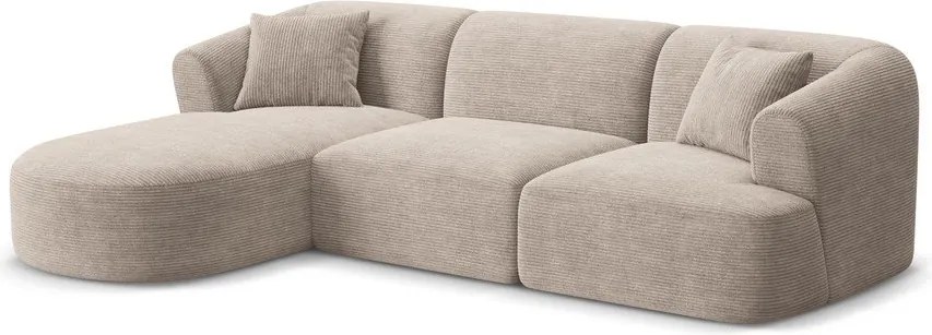 Светлокафяв ъглов диван от рипсено кадифе (ляв ъгъл) Campi – Cosmopolitan Design