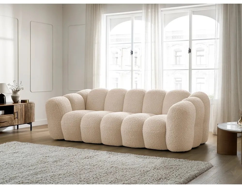 Светлокафяв диван от прежда с примки от букле 232 cm Hippolyte – Bobochic Paris