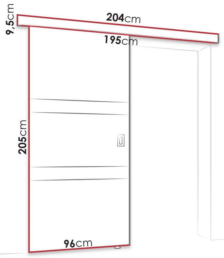 Плъзгаща се врата Lumba-Begge-Дължина: 96 cm