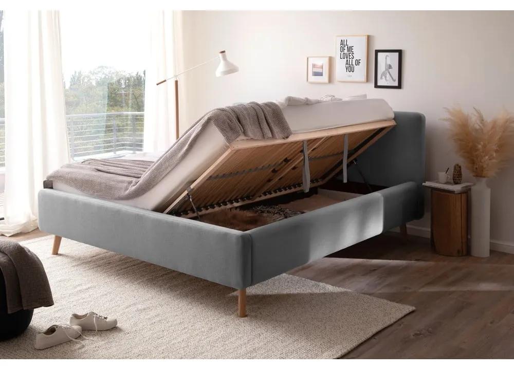Сиво двойно легло с решетка и място за съхранение , 180 x 200 cm Mattis - Meise Möbel