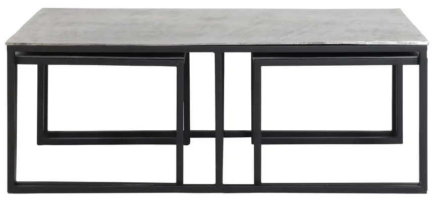 Метални масички за кафе в комплект от 3 бр. в черен и тъмносив цвят 50x120 cm Kumalu – Light & Living