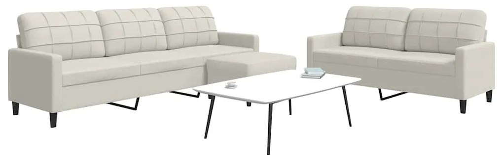 3278489 vidaXL Комплект дивани от 3 части с възглавници, кремав, кадифе