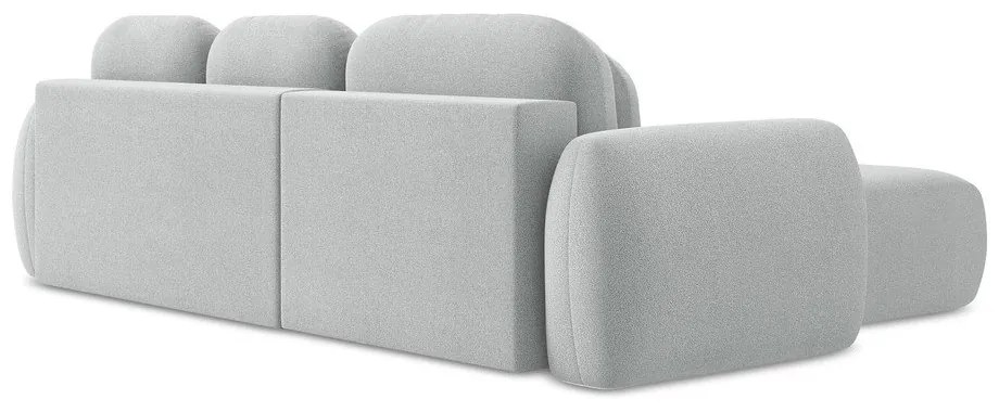 Светлосив разтегателен ъглов диван с място за съхранение от букле (ляв ъгъл) Pele – Makamii