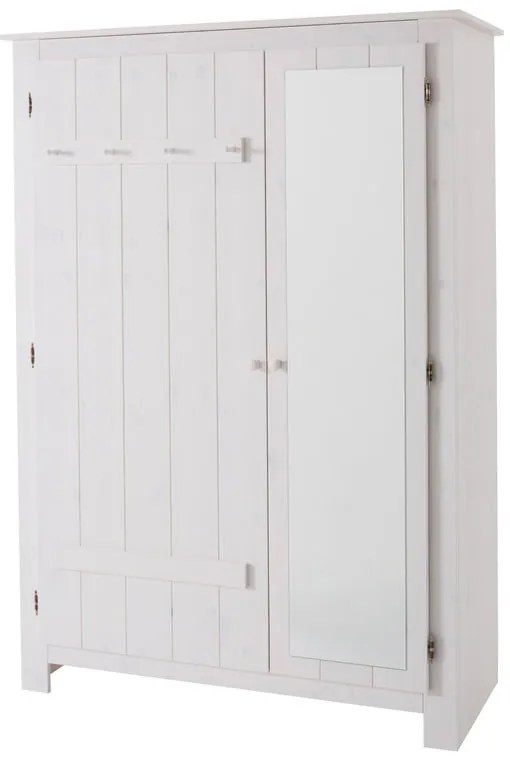 Бял гардероб от масивен бор с огледало 120x170 cm Bertram – Støraa