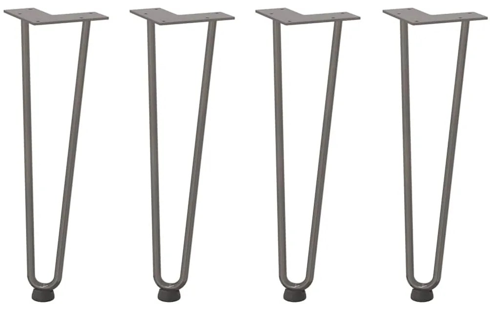 4012423 vidaXL Крака тип „фиба“ за масичка за кафе, 4 бр., естествена стомана, 42 см, масивна стомана