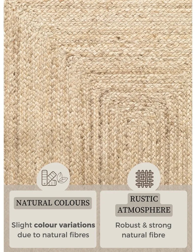Двустранна/ръчно изработена ютена пътека в светло естествен цвят 80x200 cm Juno – Hanse Home