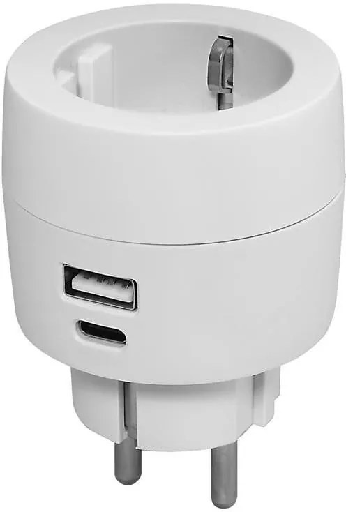 COMMEL Адаптер за контакт бял с USB A+C 1 х шуко  - C240-801