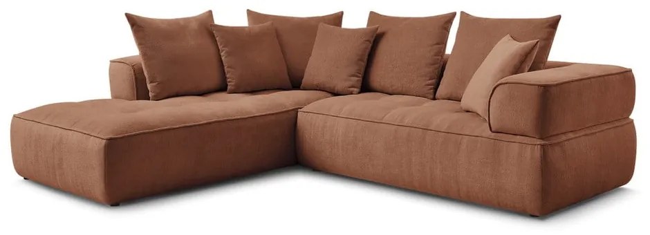 Теракотен шенилов ъглов диван (ляв ъгъл/L форма) Whesley – Bobochic Paris