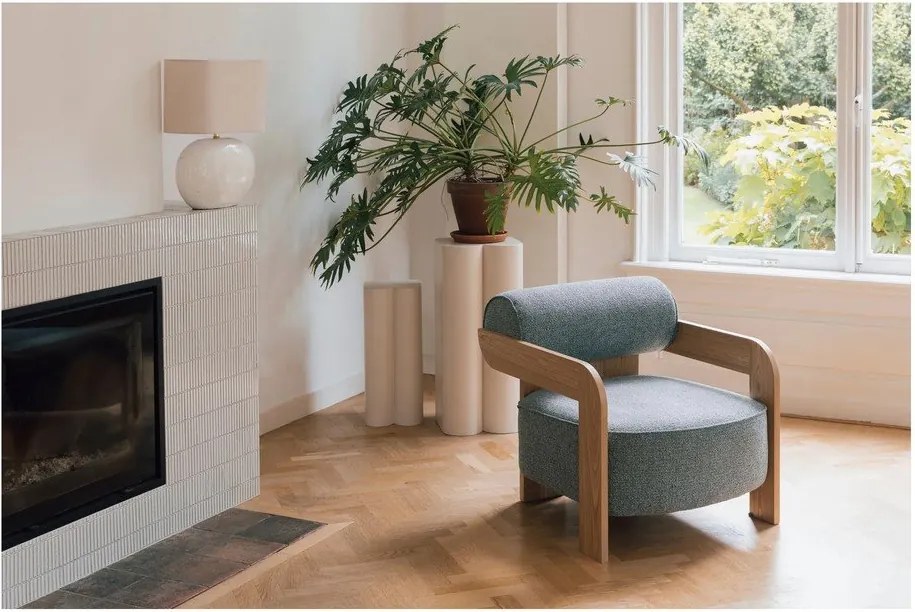 Сиво-синьо кресло от букле Oolong – Zuiver