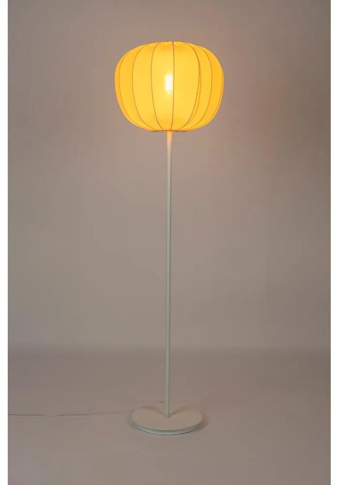 Бяла подова лампа с текстилен абажур (височина 160 cm) Shem - White Label