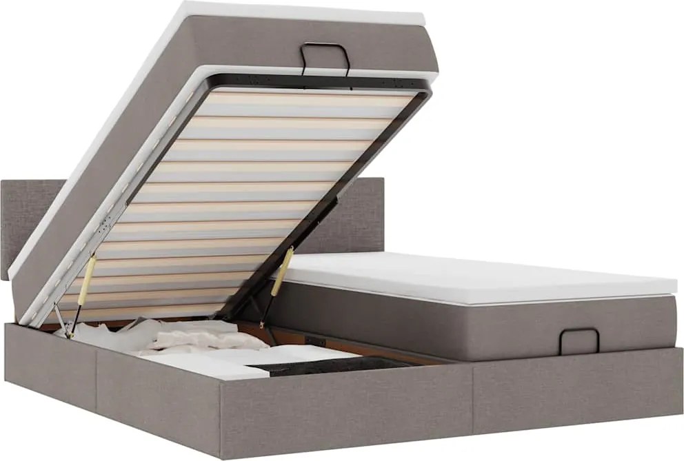 3311970 vidaXL Османска легло с матраци, таупе, 160x200 см, плат