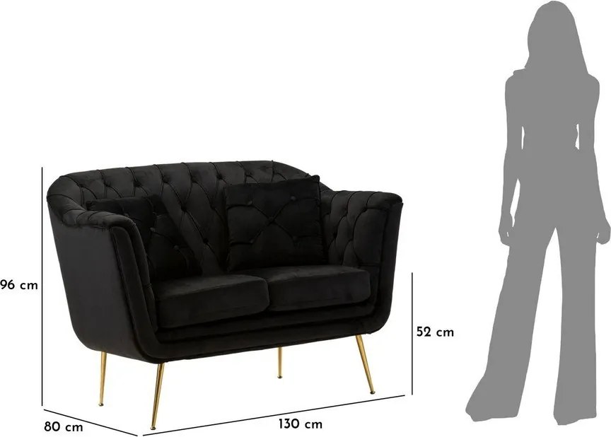Черен кадифен диван 130 cm Budapest – Mauro Ferretti