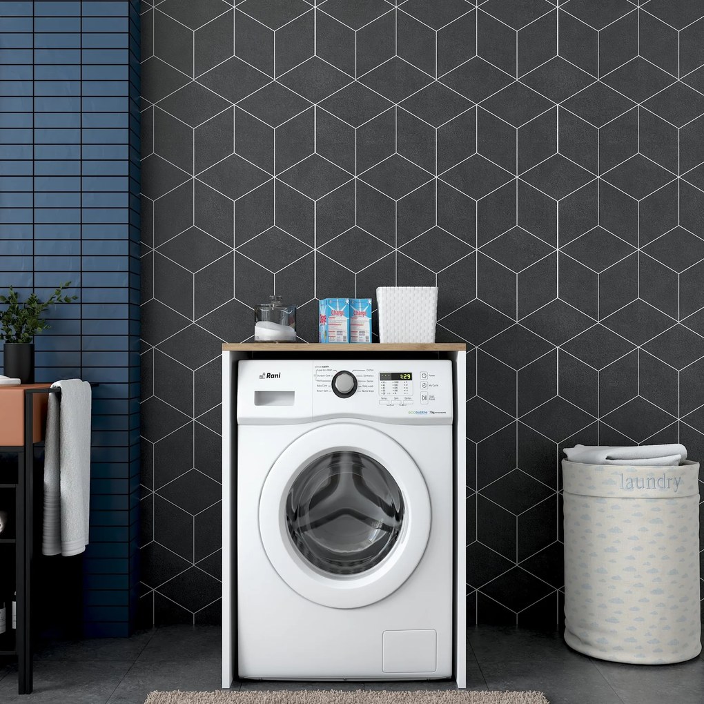 Шкаф за пералня KD103, цвят Орех Бял