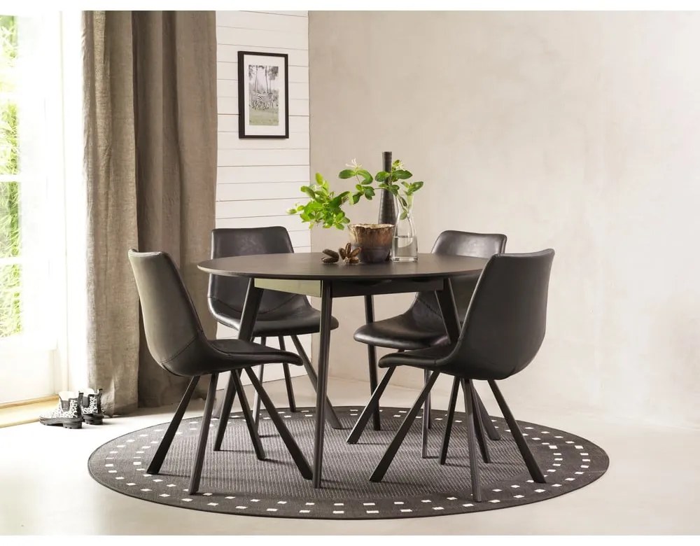 Черен трапезен стол с черни крака Alpha - Rowico