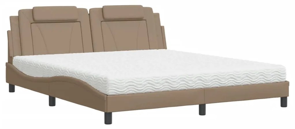 3208814 vidaXL Легло Viana без матрак, капучино, 180x200 см, изкуствена кожа