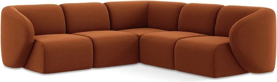 Теракотен кадифен ъглов диван Lani – Makamii
