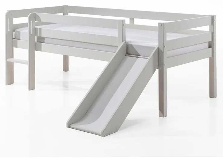 Бяло детско повдигнато легло с пързалка , 90 x 200 cm Pino - Vipack