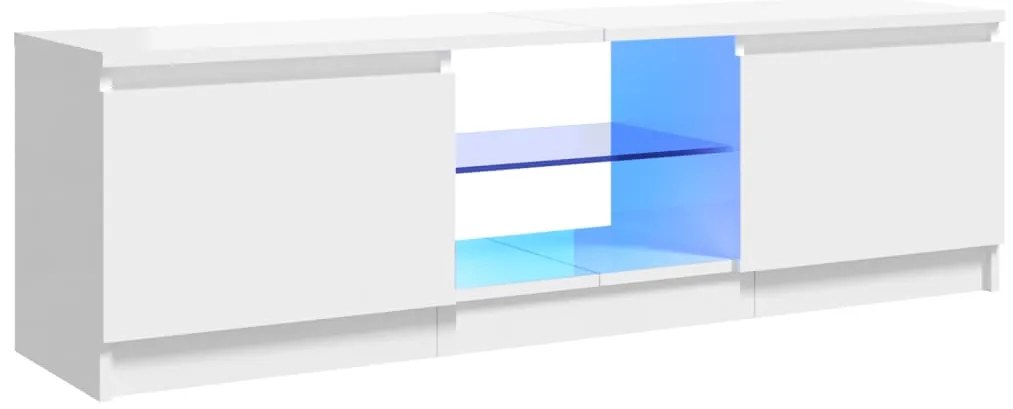 804289 vidaXL ТВ шкаф с LED осветление, бял гланц, 120x30x36 см