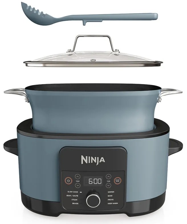 Мултикукър Ninja Foodi PossibleCooker 8in1 MC1001EU, 1200W, 8 л, 8 програми, Керамично покритие, Таймер, Triple Fusion Heat, Син/черен