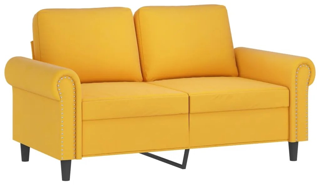 349153 vidaXL 2-местен диван, жълт, 120 см, кадифе