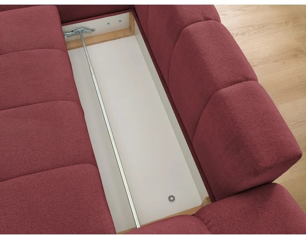 Бордо шенилов сгъваем/с място за съхранение ъглов диван (ляв ъгъл) Everest – Bobochic Paris