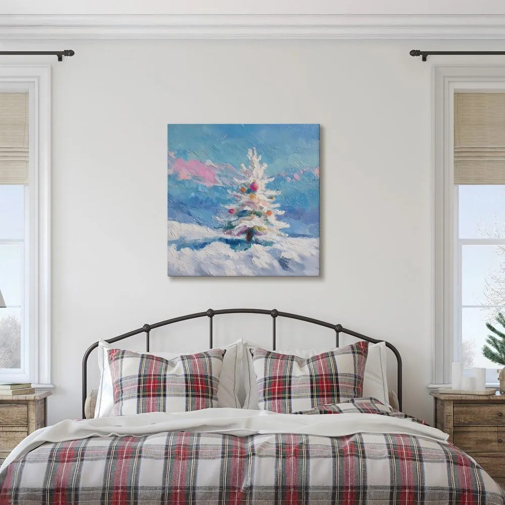 Картина на платно – Зимна магия с коледно дърво