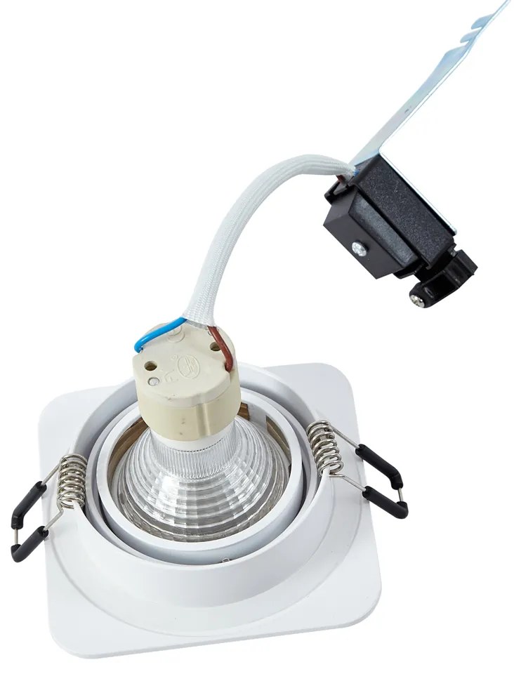 Комплект от 6 заоблени вградени спота бели GU10 50mm въртящи се и накланящи се IP44 - Alberto