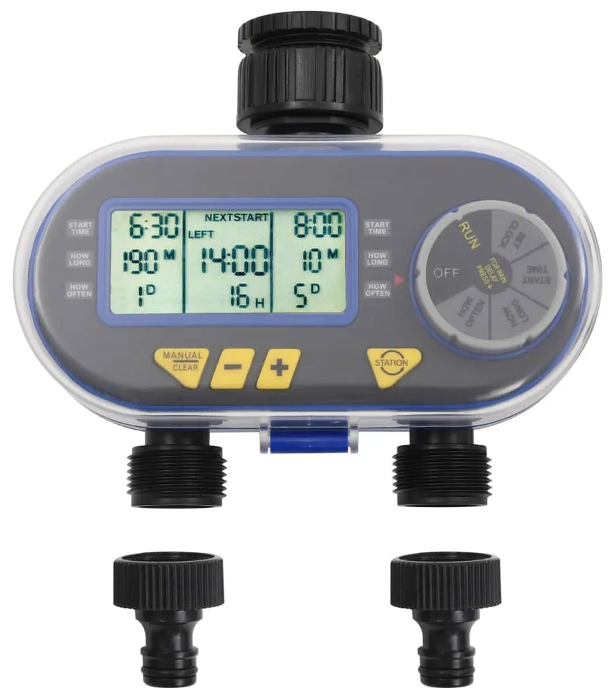 48039 vidaXL Автоматичен електронен таймер за поливане, двоен изход