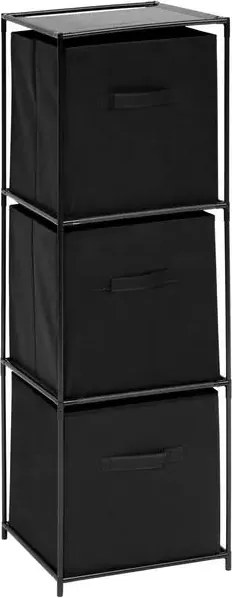 Рафт 5five Mix'n Modul, 3 отделения и 3 кутии за съхранение, 34 x 34 x 99 cm, Черен