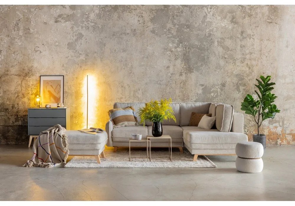 Бежов сгъваем ъглов диван от рипсено кадифе (ляв ъгъл) Tori – Bonami Selection