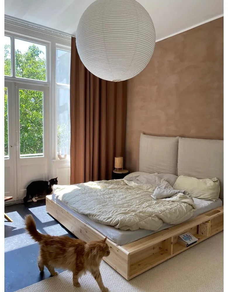 Двойно легло от борова дървесина с решетка 160x200 cm Ziggy - Karup Design
