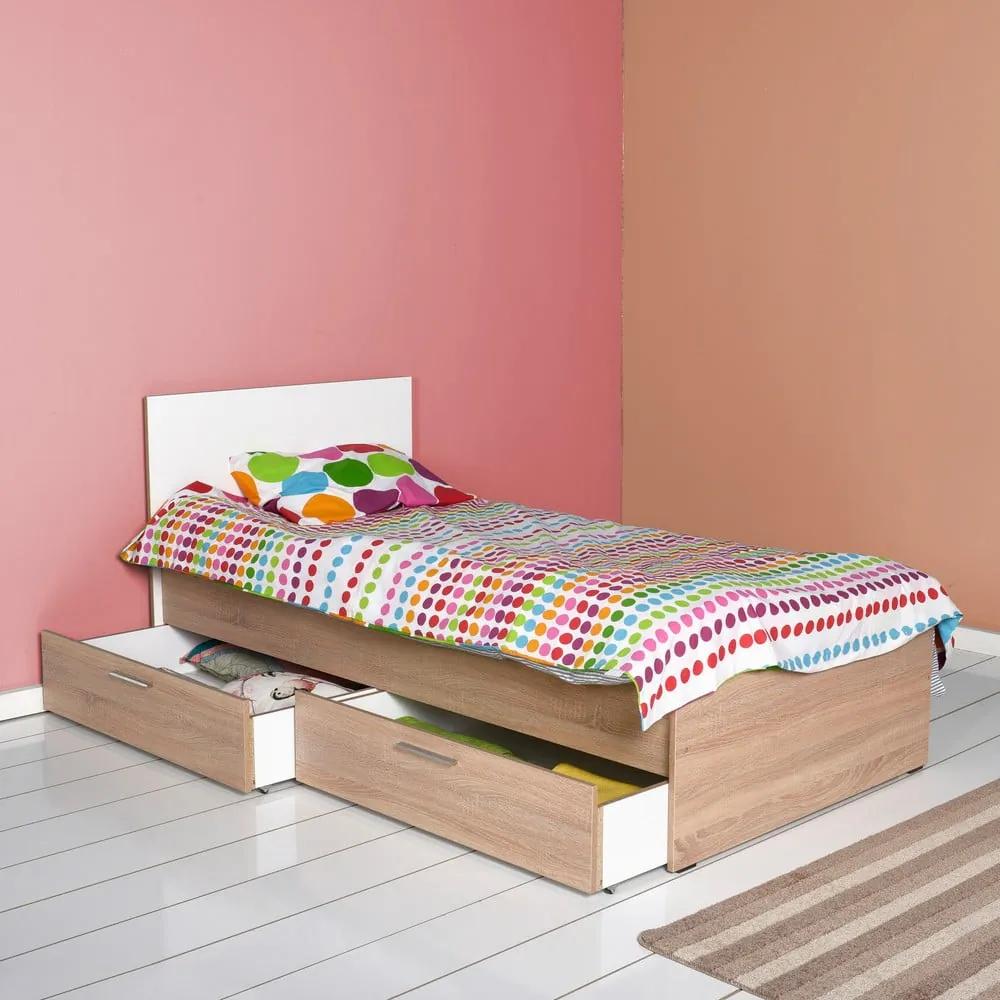 Детско легло с място за съхранение 90x190 cm в бял/естествен цвят - Kalune Design