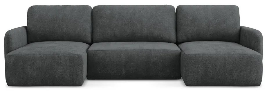 Тъмносив шенилов разтегателен ъглов диван с място за съхранение (U форма) Lilo – Makamii