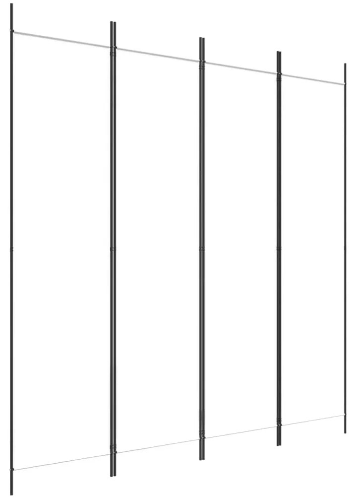 350182 vidaXL Параван за стая, 4 панела, бял, 200x200 см, текстил