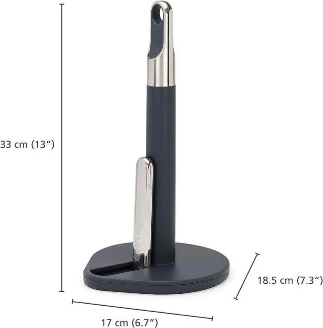 Тъмносива пластмасова стойка за кухненска хартия Hold – Joseph Joseph