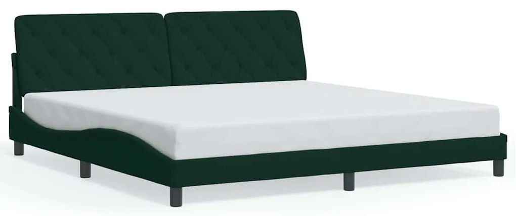 3207944 vidaXL Рамка за легло без матрак, тъмнозелена, 200x200 см, кадифе
