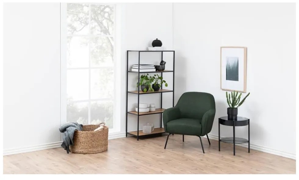 Черна/естествена библиотека от декор от дъб 77x150 cm Seaford – Actona