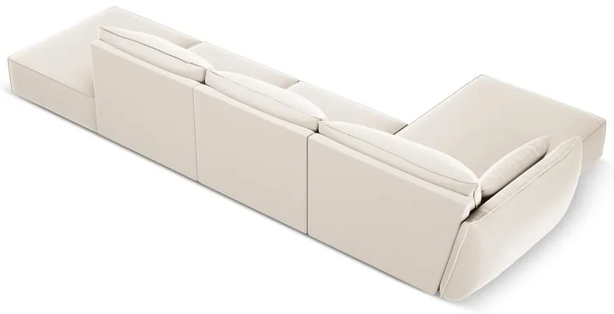 Бежов кадифен ъглов диван (ляв ъгъл) Vanda – Mazzini Sofas