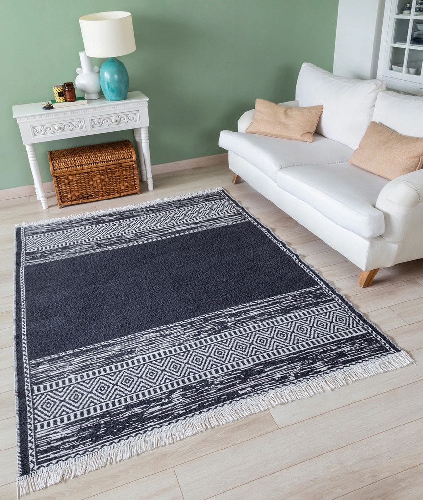 Килим за антре (80 x 300) 23003A - бяло, черно бяло
черно