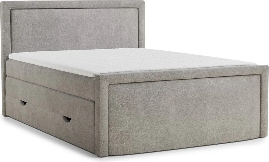 Сиво-бежово боксспринг легло 180x200 cm с място за съхранение Fresco – Maison de Rêve