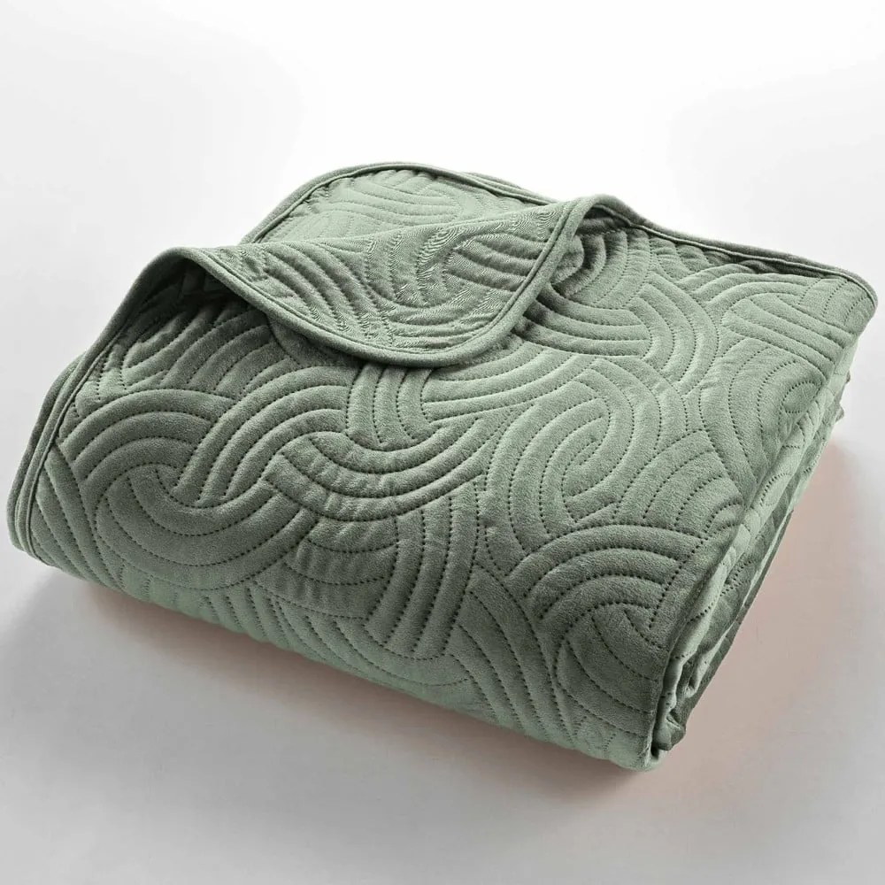 Зелено комплект шалте и калъфка за възглавница 220x240 cm Solange – douceur d'intérieur