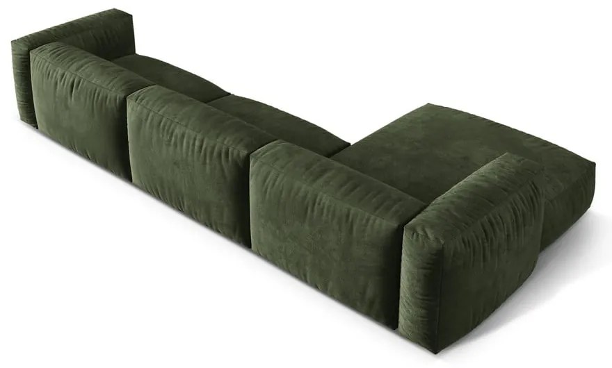 Зелен кадифен модулен ъглов диван (ляв ъгъл) Martina – Micadoni