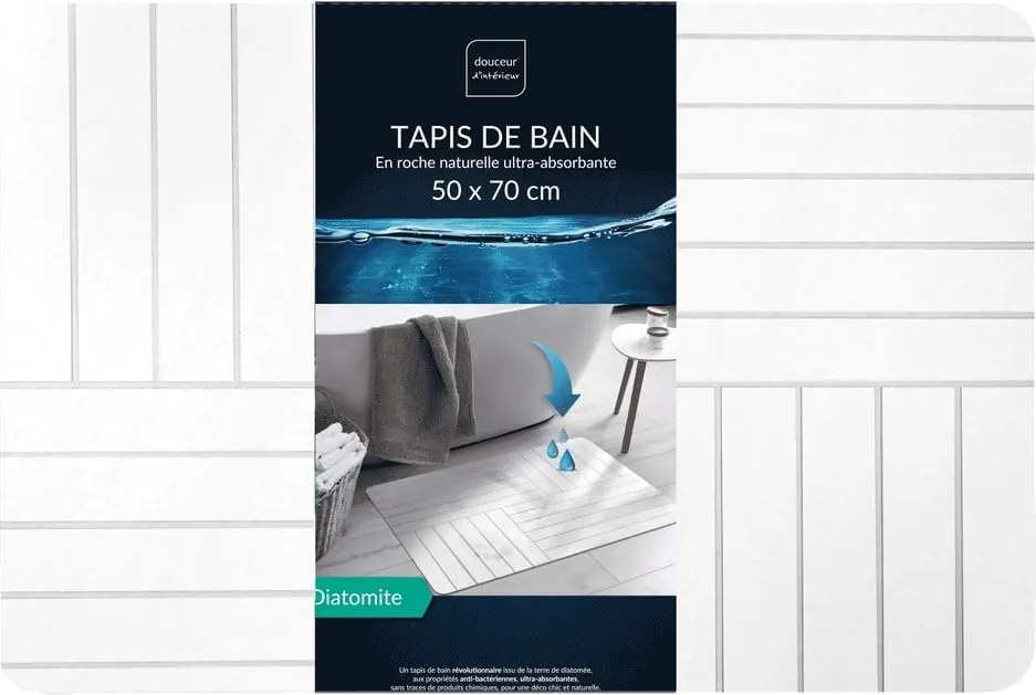 Бял килим за баня 50x70 cm Malta – douceur d'intérieur