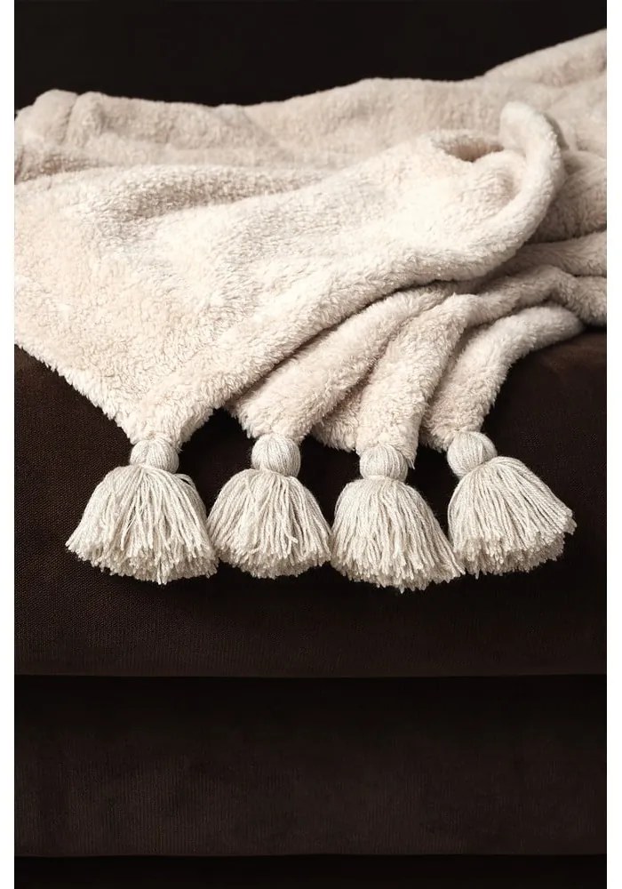 Светлокафяво покривало за легло от микроплюш 160x200 cm Puffy – Mijolnir