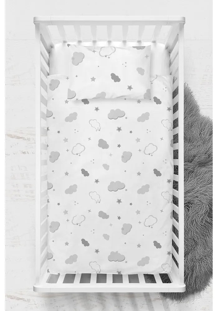 Бяло детско спално бельо от памук Renforcé 100x150 cm Bulut – Mijolnir