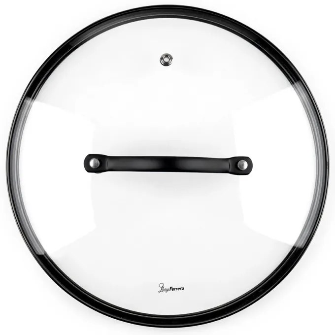 Тенджера Luigi Ferrero Symphony FR-2410, 24x11.5 см, 4.3 л, Незалепващо покритие, Стъклен капак с отвор за пара, Стоманени дръжки с PVD, Индукция, Черен мрамор