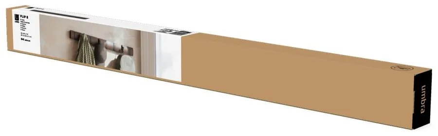 Тъмнокафява стенна закачалка от масивна топола Flip – Umbra