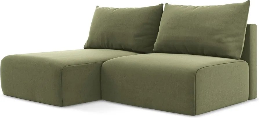 Зелен кадифен сгъваем/с място за съхранение ъглов диван (ляв ъгъл) Kalena – Makamii