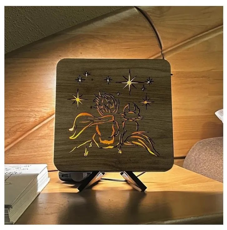 Li-Go 5788/DUB2 - LED настолна декорация LED/12W/230V 19x19 см дъб/Малкият принц